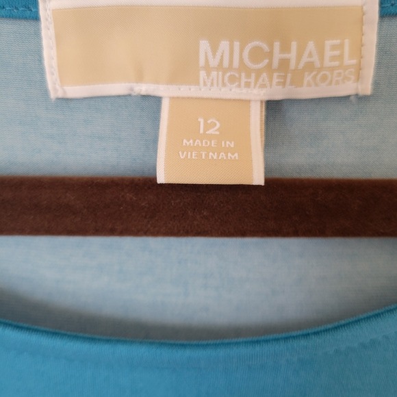 MICHAEL KORS Women's Dress SZ 12 Blue Paisley Print Accents Stretch Cool Boho - Picture 2 of 8